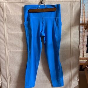 Athleta Electric Blue Salutation Stash 7/8 Leggings
